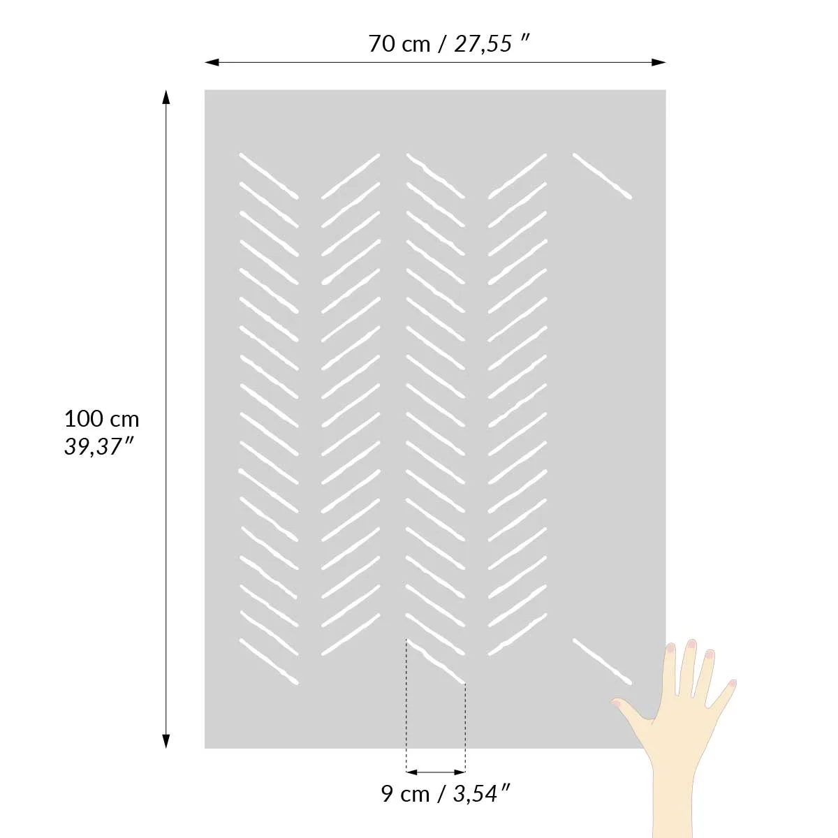 06-wall-chevron-size Chevron - skandynawski szablon malarski, minimalistyczny - rozmiary