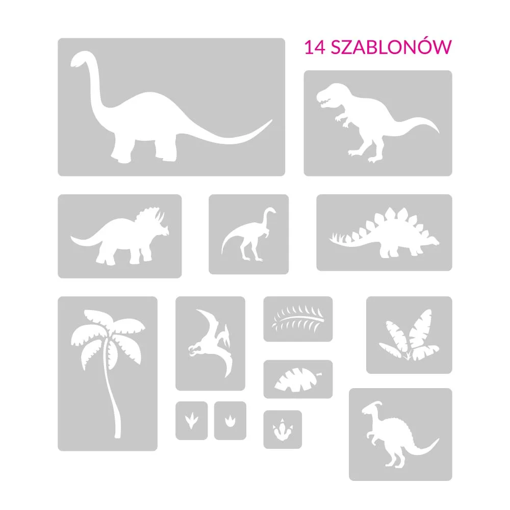 Dinozaury zestaw szablonów 17 malarskich